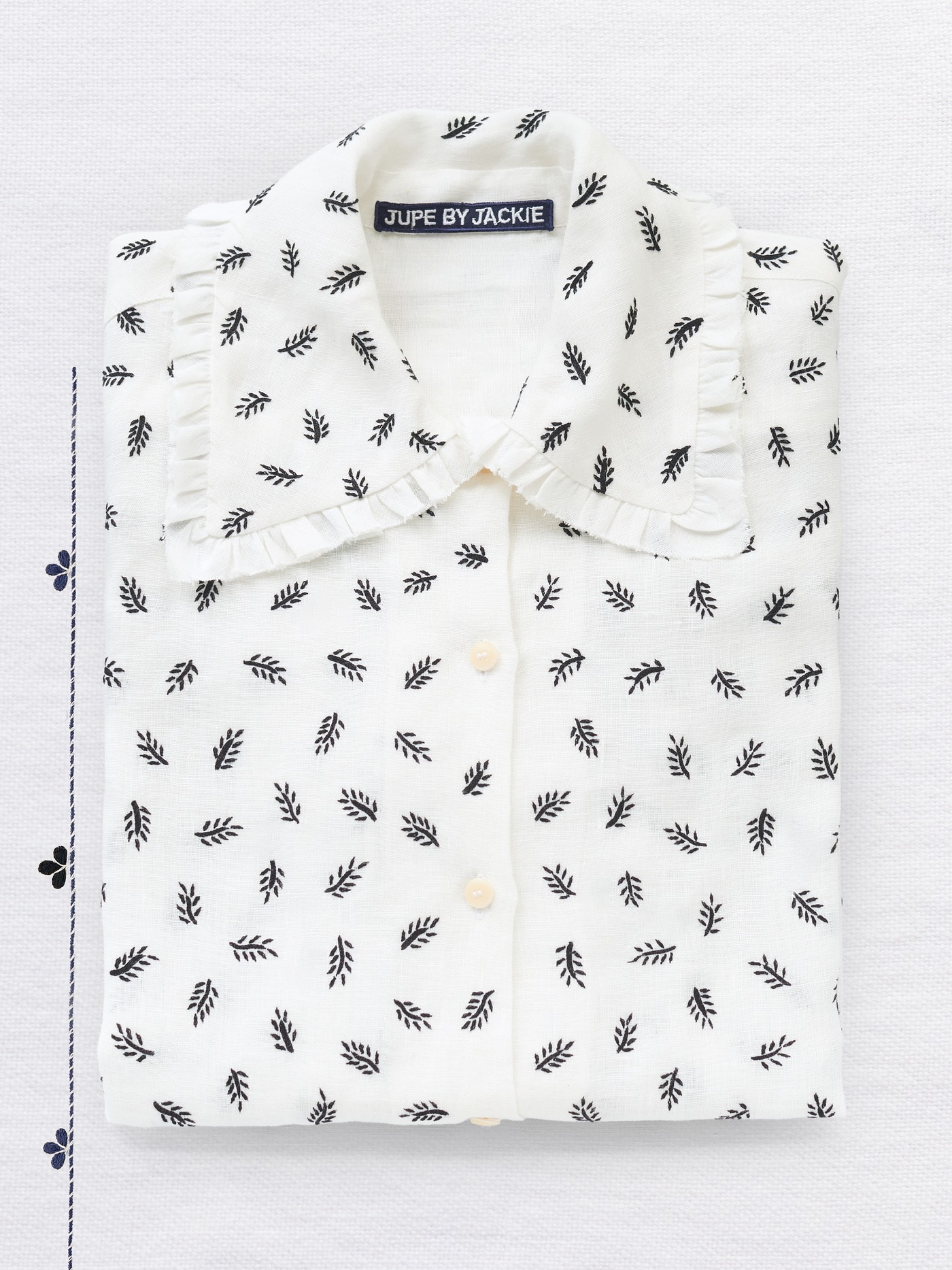 Jupe by Jackie シルク ビッグカラー 刺繍 ブラウス ブラック S Jupe by Jackie シルク ビッグカラー 刺繍 ブラウス ブラック S Jupe